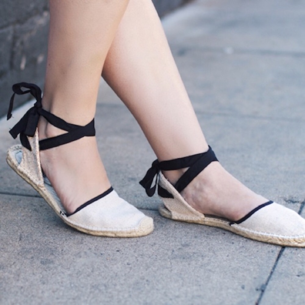 Soludos Classic Lace Up Flat Espadrille Sandals 9
